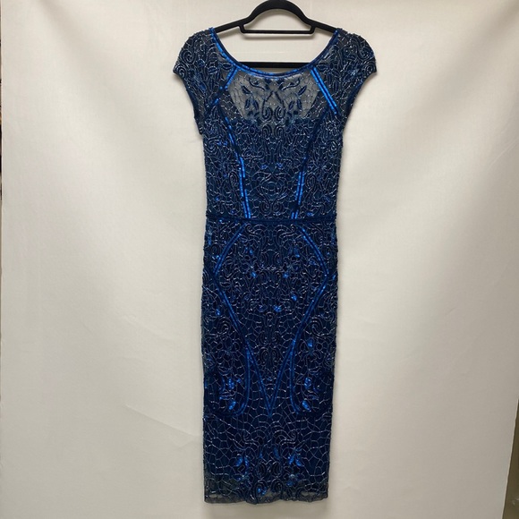 Brand new Theia cap sleeves beaded below the knee  dress - Picture 4 of 14